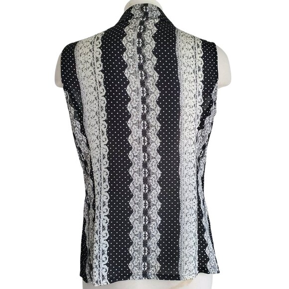 Tahari ASL Ruffle Button up Sleeveless Blouse Great for Under a Business Suit S - Picture 3 of 11